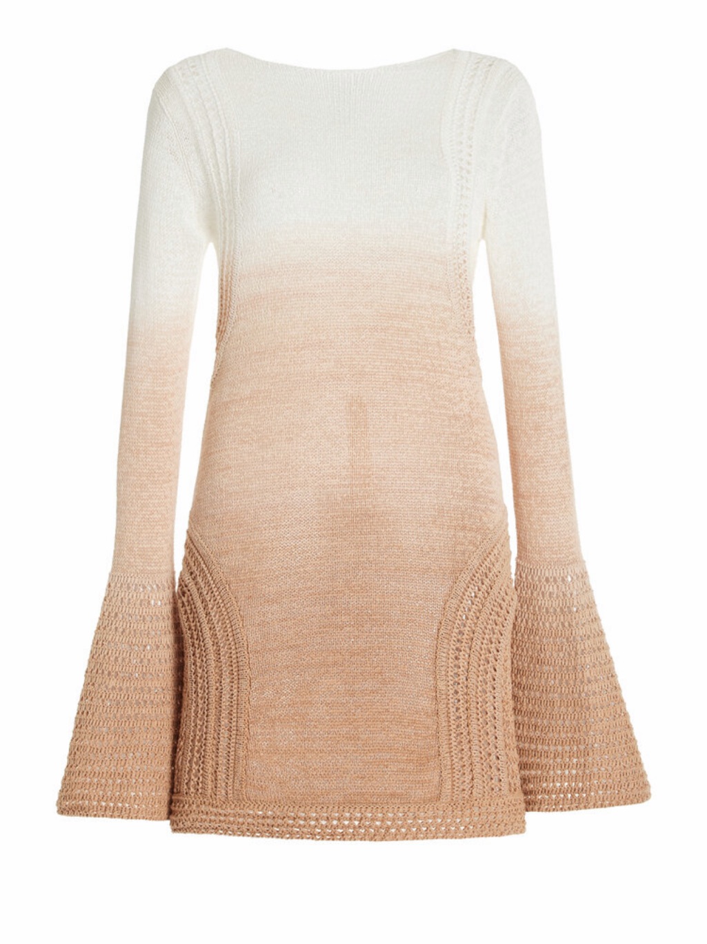 Women's Long Sleeve Ombre Knit Dress - Cream To Tan